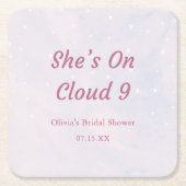 彼女は雲の上にいる パステル ドリーミー ブライダル シャワー スクエアペーパーコースター (正面)