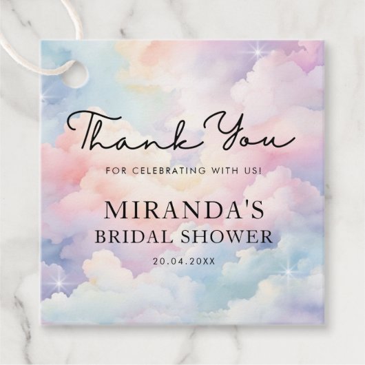 彼女は雲の上にいる ブライダルシャワーのお礼 フェイバータグ (正面)