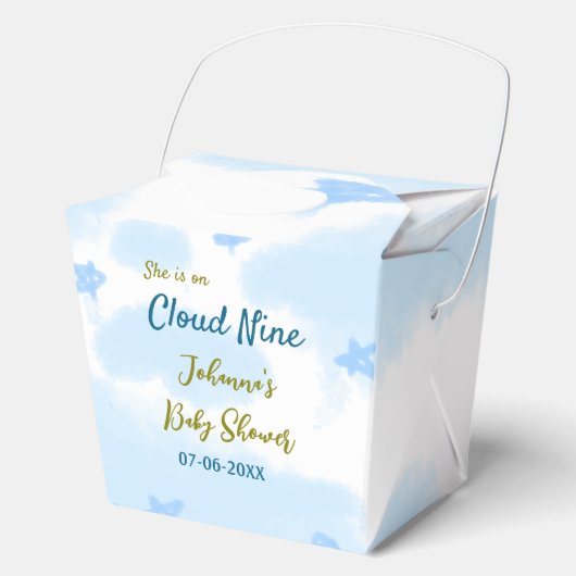 彼女は雲の上にいる ベビーシャワーの雲 フェイバーボックス (正面)