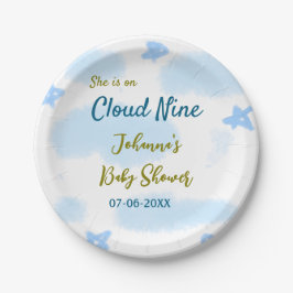 彼女は雲の上にいる ベビーシャワーの雲 ペーパープレート