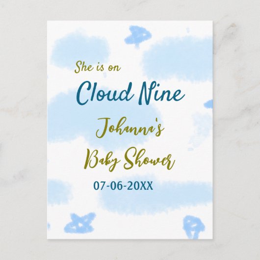 彼女は雲の上にいる ベビーシャワーの雲 ポストカード (正面)