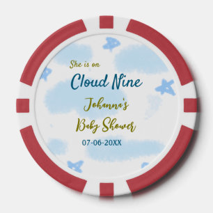 彼女は雲の上にいる ベビーシャワーの雲 ポーカーチップ