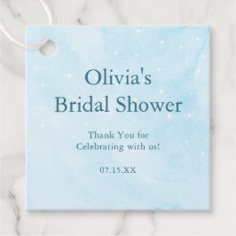 彼女は雲の上にいる 夢のような空の青い結婚式前パーティー フェイバータグ