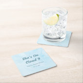 彼女は雲の上にいる 夢のような空の青い結婚式前祝い スクエアペーパーコースター (インサイチュ)