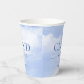 彼女は雲の上におり、青い色の美しい ブライダルシャワー 紙コップ (右)