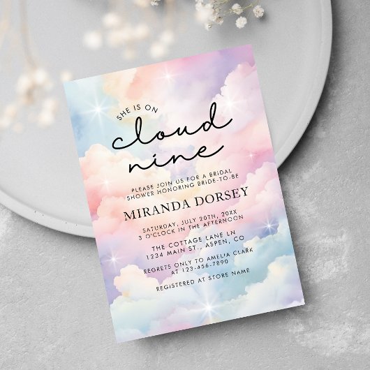 彼女は雲の上に9夢のような星ブライダルシャワー 招待状