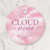 彼女は雲の上のピンクの結婚前のお祝い フェイバータグ (正面)