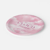 彼女は雲の上のピンクの結婚前のお祝い ペーパープレート (アングル)