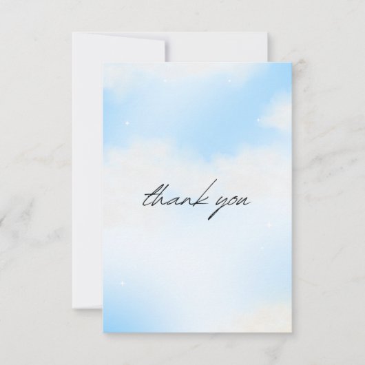 彼女は雲の上の9 ブライダルシャワー 夢のような空 淡いパステルカラーT サンキューカード (正面)
