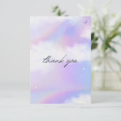 彼女は雲の上の9 ブライダルシャワー 夢のような空 淡いパステルカラー サンキューカード (スタンド正面)