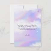 彼女は雲の上の9 ブライダルシャワー 夢のような空 淡いパステルカラー サンキューカード (裏面)