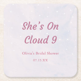 彼女は雲の上9 夢のようなパステルカラーのウェディングシャワーデザイン スクエアペーパーコースター