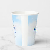 彼女は雲の上 ウェディングシャワーの夢のようなパステルカラーの空のデザイン 紙コップ (左)