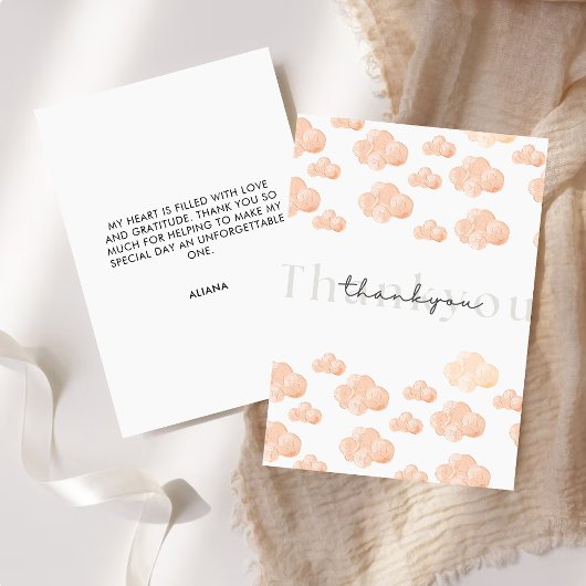 彼女は雲の上 ウェディングシャワーは最小限の雲 サンキューカード