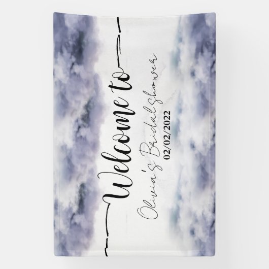 彼女は雲九のブライダルシャワー歓迎のサインをしている 横断幕 (縦)