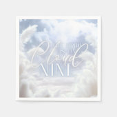 彼女は雲九九ホワイトパンパブライダルシャワー スタンダードカクテルナプキン (正面)