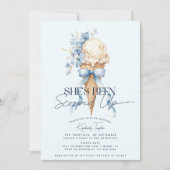 彼女は青いアイスクリームを掬い上げられたブライダルシャワー 招待状 (正面)