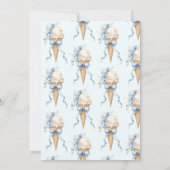 彼女は青いアイスクリームを掬い上げられたブライダルシャワー 招待状 (裏面)