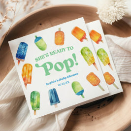 彼女は青いポプシクルポップ・アートのの赤ちゃんシャワーの準備ができている スタンダードカクテルナプキン