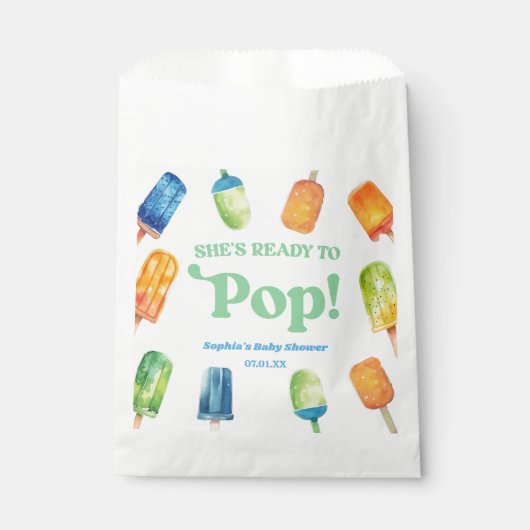 彼女は青いポプシクルポップ・アートのの赤ちゃんシャワーの準備ができている フェイバーバッグ (正面)