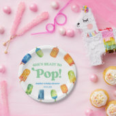 彼女は青いポプシクルポップ・アートのの赤ちゃんシャワーの準備ができている ペーパープレート (パーティー)