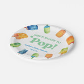 彼女は青いポプシクルポップ・アートのの赤ちゃんシャワーの準備ができている ペーパープレート (アングル)