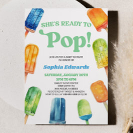 彼女は青いポプシクルポップ・アートのの赤ちゃんシャワーの準備ができている 招待状