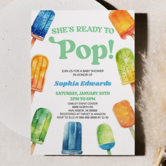 彼女は青いポプシクルポップ・アートのの赤ちゃんシャワーの準備ができている 招待状