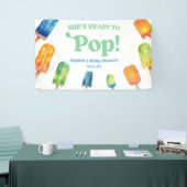 彼女は青いポプシクルポップ・アートのの赤ちゃんシャワーの準備ができている 横断幕 (トレードショー)