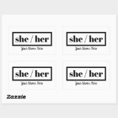 彼女は額に入れた 長方形シール (シート)