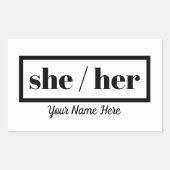 彼女は額に入れた 長方形シール (正面)