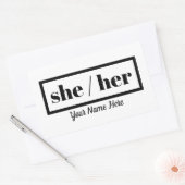 彼女は額に入れた 長方形シール (封筒)