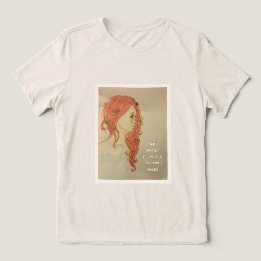 彼女は髪に花を飾っていた トライブレンドTシャツ (デザイン正面)