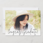 彼女は黒いモダン写真卒業で白くやった 招待状 (裏面)