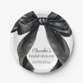 彼女は黒いリボンのノットを作る ブライダルシャワーフレンチ ペーパープレート (正面)