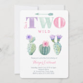 彼女は2人ワイルドガールセカンド誕生日サボテンパーティー 招待状 (正面)