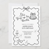 彼女は20代の弓を結んでいる30歳の誕生日 招待状 (正面)