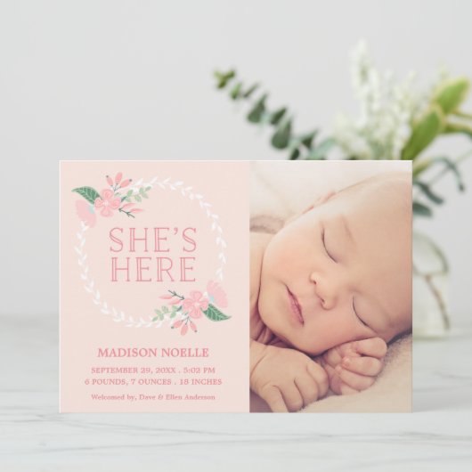 彼女は|の誕生の発表ここにいます 案内状 (スタンド正面)