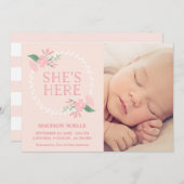 彼女は|の誕生の発表ここにいます 案内状 (正面/裏面)