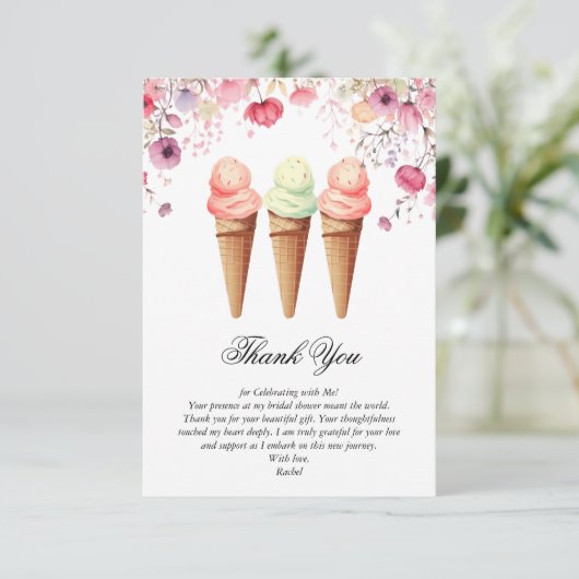 彼女は アイスクリームを手に入れた ブライダルシャワー サンキューカード (スタンド正面)