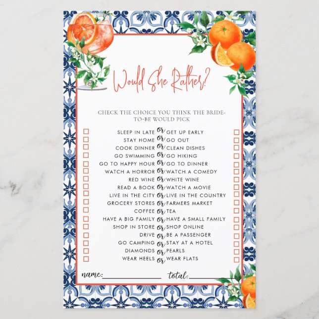 彼女は？スピリッツブライダルシャワーゲーム (正面)