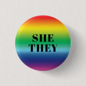 彼女は、彼らはLgbtのレインボーカラーをLgbtのプライドを発音 缶バッジ (正面)