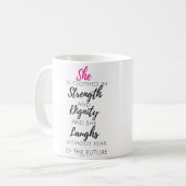 彼女は-諺の31:25着ます マグカップ (正面左)