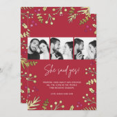 彼女は、Yesのクリスマスカード写真婚約 シーズンカード (正面/裏面)