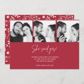 彼女は、Yesシンプルのクリスマスフォト婚約 シーズンカード (正面/裏面)