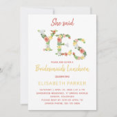 彼女は、YESフローラスクリプトの花嫁介添人の昼食会を述べた 招待状 (正面)