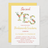 彼女は、YESフローラスクリプトの花嫁介添人の昼食会を述べた 招待状 (正面/裏面)