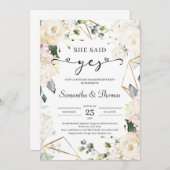 彼女は、yesボホアイボリーバラ婚約 招待状 (正面/裏面)