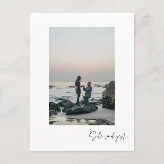 彼女は、Yes写真婚約パーティはがき ポストカード (正面)