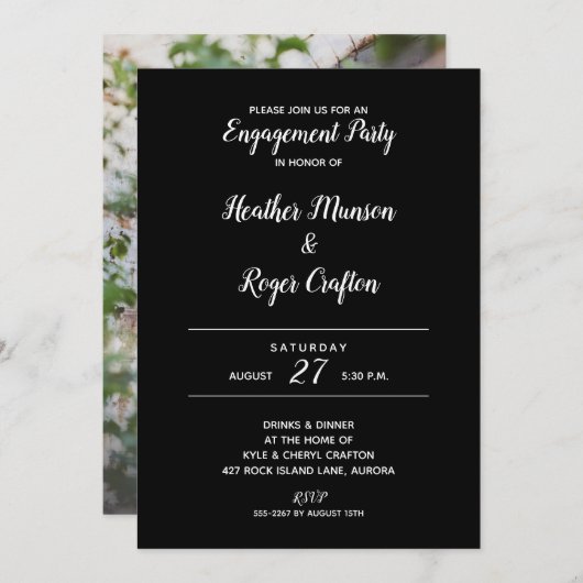 彼女は、Yes婚約パーティ招待状 |写真の追加 招待状 (正面/裏面)